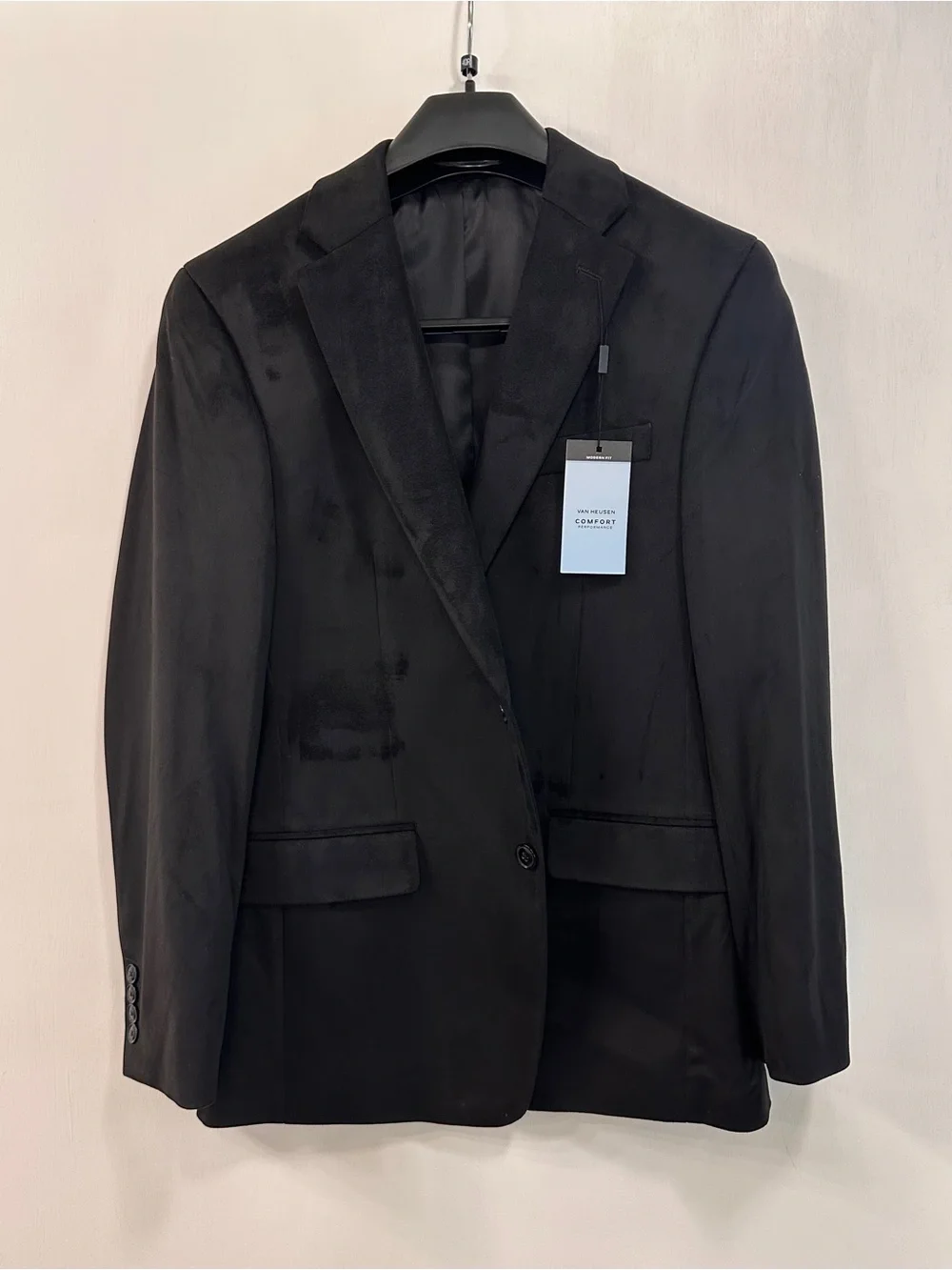 NWT Van Heusen Men's 38R Blazer Faux Suede Black Comfort Sport Coat Suit $200